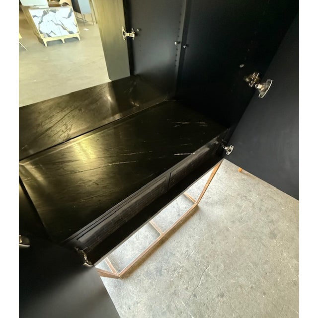 Mid-Century Modern Global Views Horn Inlay Bar Cabinet Black/Antique Brass For Sale - Image 3 of 16