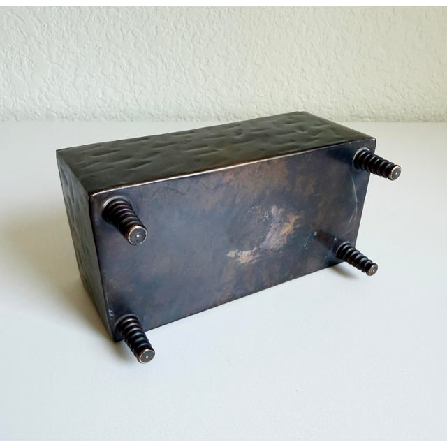 Copper Late 20th Century Postmodern Hammered Copper Box For Sale - Image 8 of 8