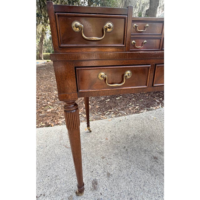 Flame Mahogany Leather Top Carlton House Desk For Sale In Savannah - Image 6 of 11