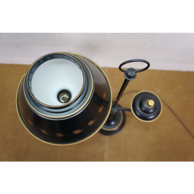 Vintage Black Tole Students Library Parlor Bouillotte Reading Lamp Lantern 23" For Sale - Image 10 of 18