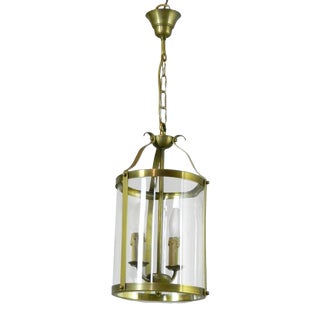 Vintage French Brass Twin Light Hall Lantern, 1930s For Sale