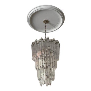 Visual Comfort Circa Lighting Adele Tier Waterfall Lucite Acrylic Polished Nickel Chandelier For Sale