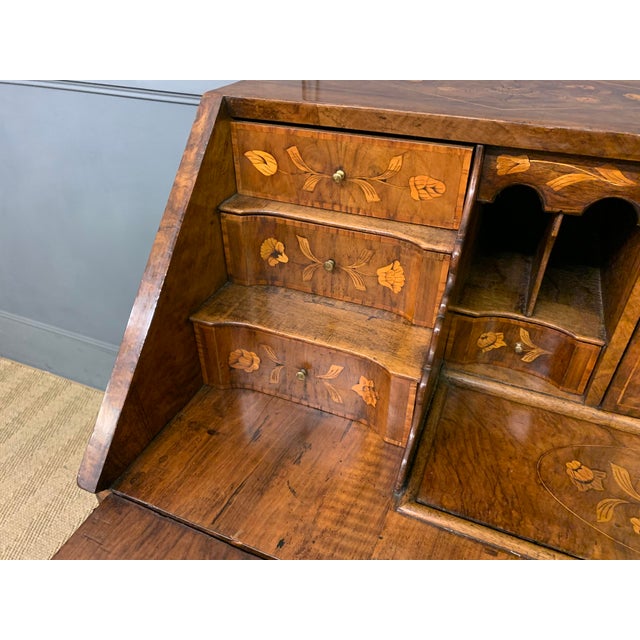 Wood Antique Dutch Marquetry Walnut Bureau, 1760 For Sale - Image 7 of 14