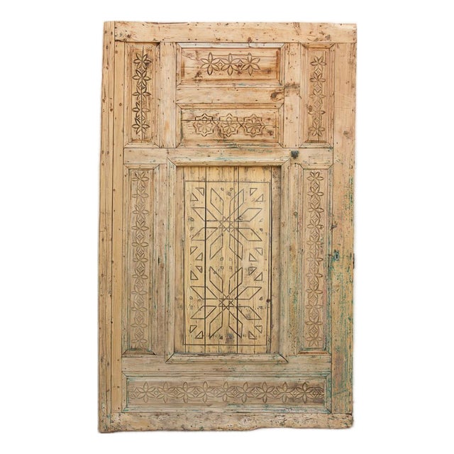 Ancient Carved Star Moroccan Riad Door For Sale