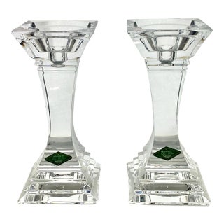 Crystal Candle Holders - Set of Two For Sale