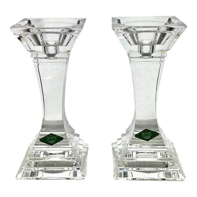 Crystal Candle Holders - Set of Two For Sale