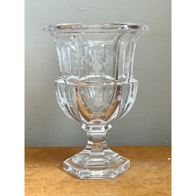 Late 20th Century Vintage Tiffany & Co. Etched Crystal Pedestal Vase For Sale - Image 5 of 12