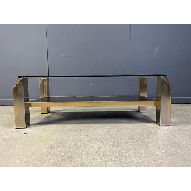1970s Vintage 23kt Gold-Plated Coffee Table from Belgochrom, 1970s For Sale - Image 5 of 12
