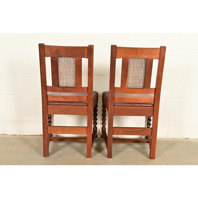 Stickley Brothers Antique Mission Oak and Cane Arts & Crafts Dining Chairs, Set of Five For Sale - Image 14 of 17