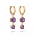 Contemporary Dainty Amethyst Double Stone Huggie Hoop Drop Earrings - A Pair For Sale - Image 3 of 4