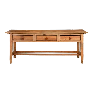 Worn and Patinated English Antique Pine Tavern Table Desk