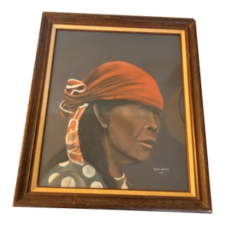 Vintage Extra Large Native Woman Portrait, "Rosita", Signed and Dated For Sale