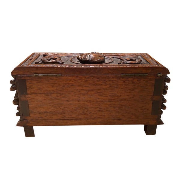 Wood Antique French Walnut Carved Box For Sale - Image 7 of 8