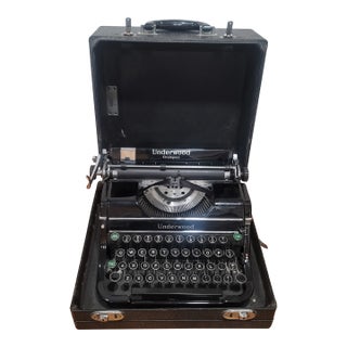 Underwood Champion Portable Typewriter With Tripod Stand Case 1940s For Sale