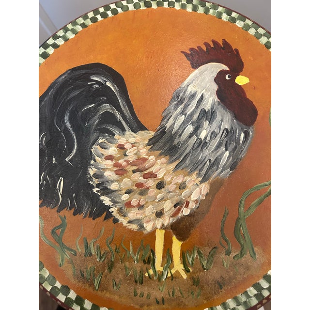 2000 - 2009 Unique & Whimsical Hand Painted Bar Height Rooster Stool For Sale - Image 5 of 11