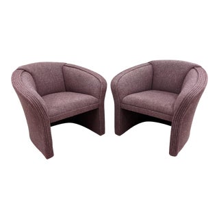 1980s Postmodern Sculptural Barrel Back Club Chairs - a Pair For Sale
