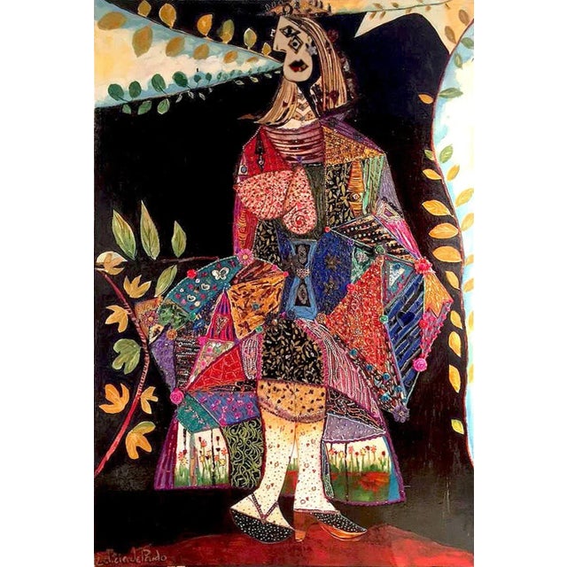 Oil on canvas infused with rhinestones & silk mixed media Leticia is a Spanish artist who enjoys creating art from...