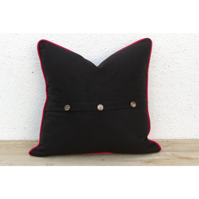 1960s Kajal Black Dotted Ahir Handloom Pillow For Sale - Image 5 of 6