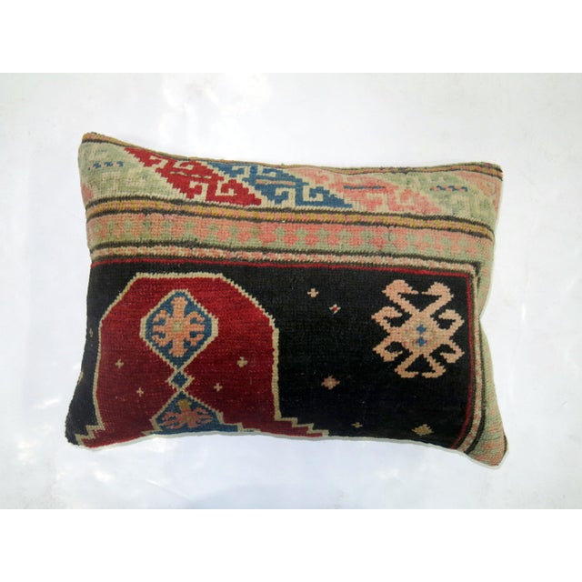 Early 20th Century Whimsical Antique Wool Turkish Rug Khotan Inspired Lumbar Size Pillow For Sale - Image 5 of 5