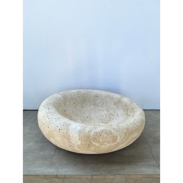 Modern stylish Revelation Swaddle Travertine Bowl Large. Original Retail $696. Showroom floor sample.
