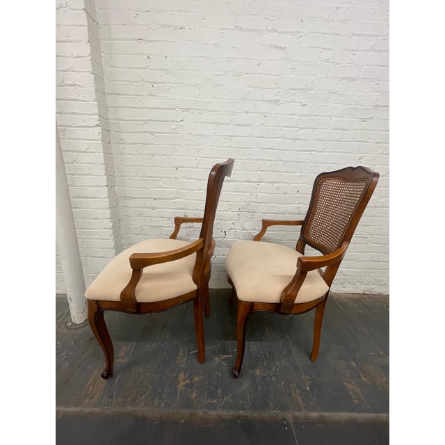 Vintage French Provincial Style Cane Back Armchairs—A Pair For Sale In New York - Image 6 of 10
