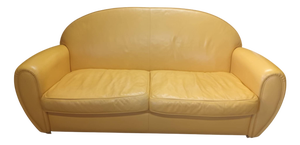 Yellow Leather Sofa by Bernard Masset, 1980s