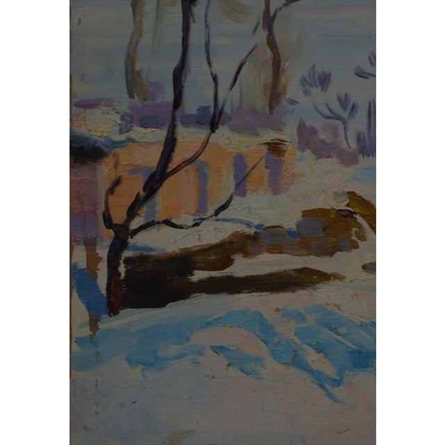 1970s Winter Landscape Painting, Antique Impressionism, Ukrainian Art (1970) 50-35 For Sale - Image 5 of 6