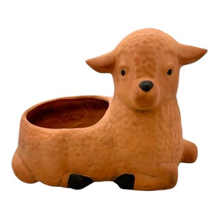 Lamb Planter Terracotta Sheep Clay Vintage Outdoor Indoor Decor For Sale