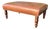 Late 20th Century Cognac Leather Rectangular Ottoman With Turned Wood Legs & Nailhead Trim For Sale
