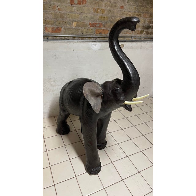 Vintage Leather Wrapped Elephant | Chairish