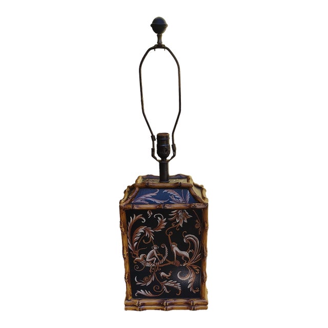 1960s Sarreid Excellent Chinoise28 "Faux Bamboo Monkey Table Lamp For Sale