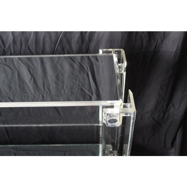 Karl Springer Style Vintage Mid Century Modern Lucite Console Table Knot Detail For Sale - Image 10 of 12