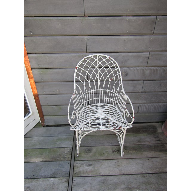 Rare English Gothic Regency Wirework and Wrought Iron Garden Bench 1820s An elegant gothic English c1815 finely crafted...