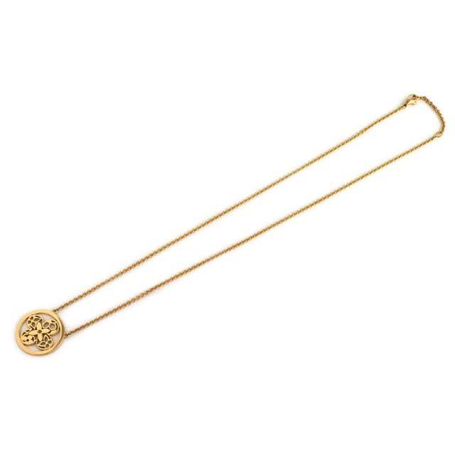 Louis Vuitton Louis Vuitton 18k Yellow Gold Round Resille Monogram Floral Pendant Necklace For Sale - Image 4 of 6