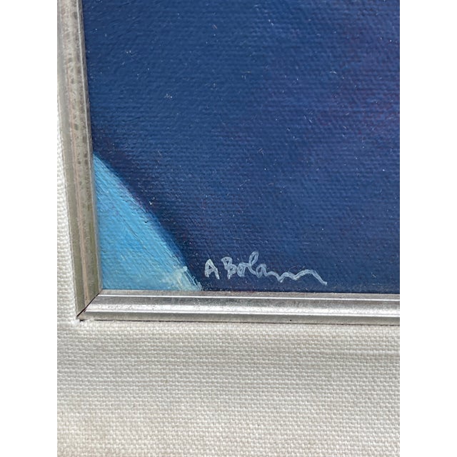 Wood Vintage Original Yachting Painting by Lake Tahoe Artist Andrew Bolam - Framed For Sale - Image 7 of 12
