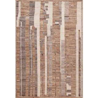 Nazmiyal Collection Earthy Neutral Color Tribal Geometric Design Modern Area Rug For Sale