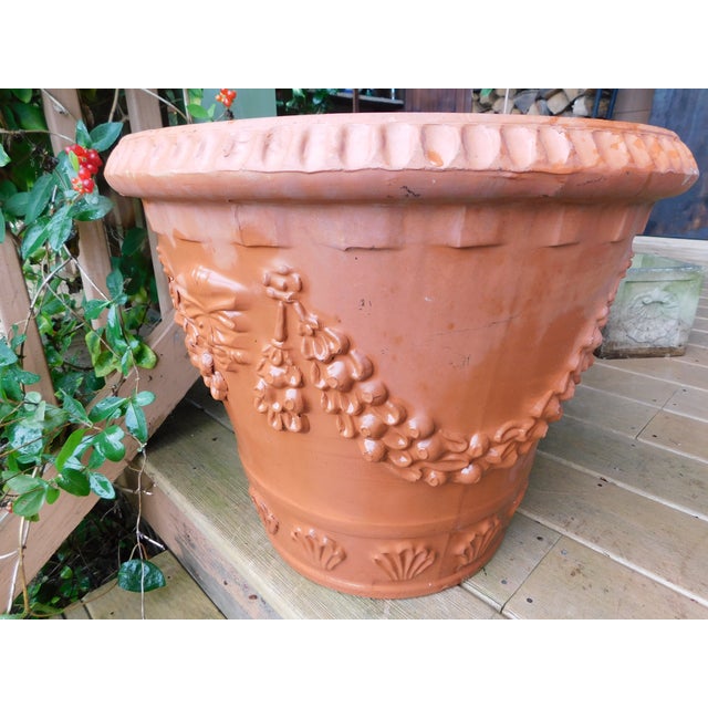 Mid 20th Century Mid-Century Bitossi F.&F. Italian Terracotta Planter With Festoon Swags & Mascarons For Sale - Image 5 of 13
