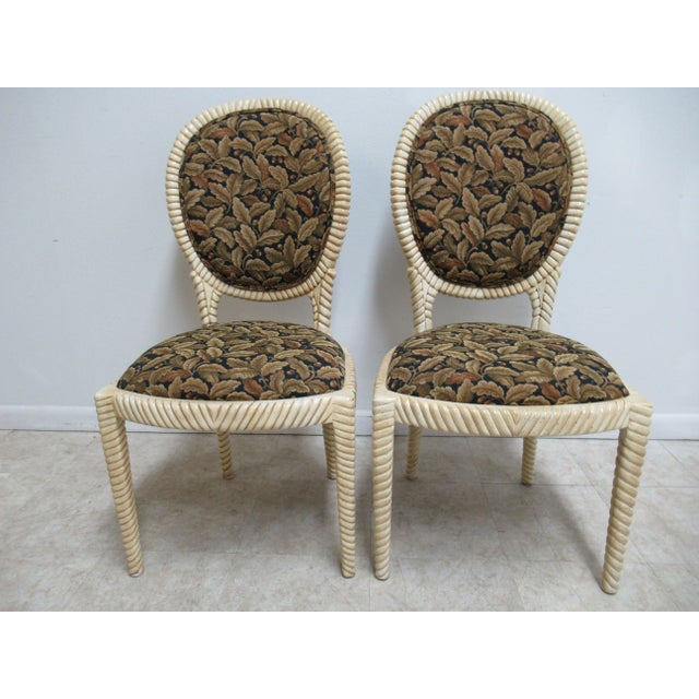 1990s Vintage Italian Regency Rope Twisted Distressed Dining Room Side Chair - a Pair For Sale - Image 12 of 12