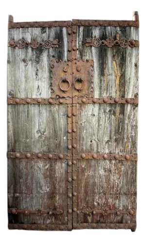Antique Mongolian Wood & Iron Door