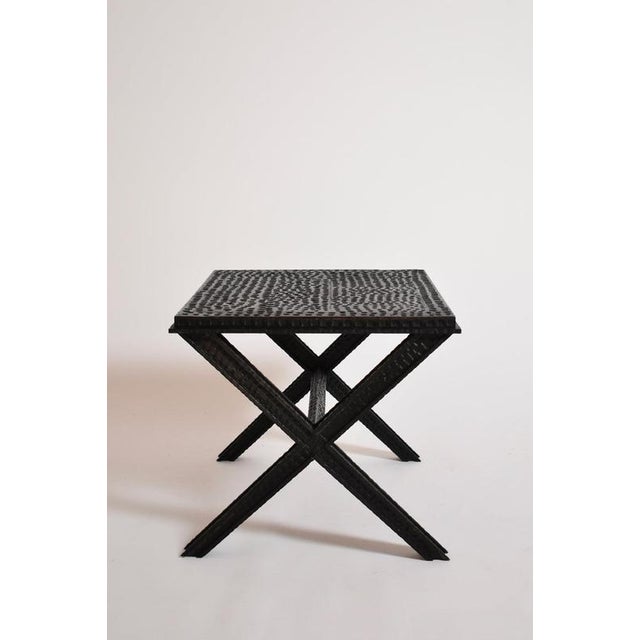 Jean-Michel Frank style coffee table, 1950s. Brutalist coffee table, side table, pedestal table, bedside table, with a...