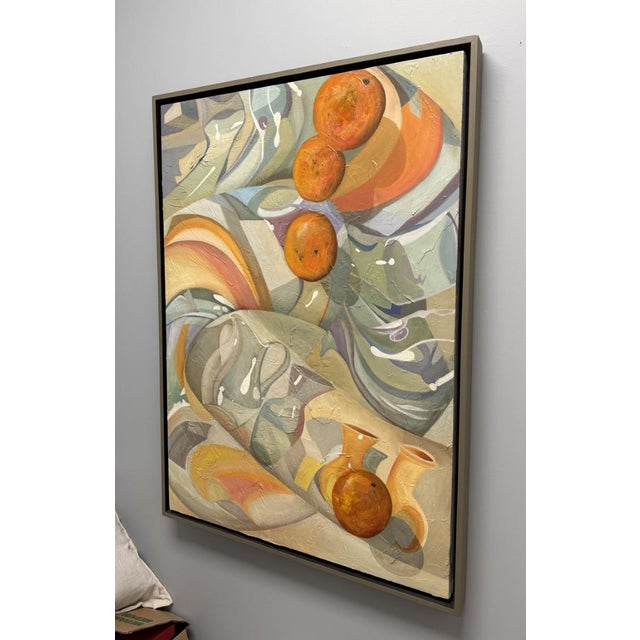 Contemporary Original Modern Still Life of Oranges and Pottery by A. Breuer For Sale - Image 3 of 13