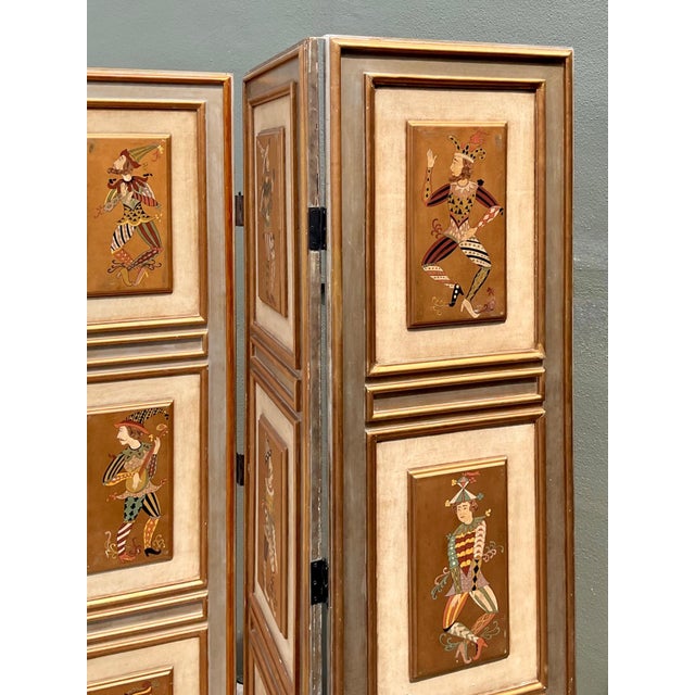 Vintage Painted Harlequin Wood Folding Screen For Sale - Image 17 of 18
