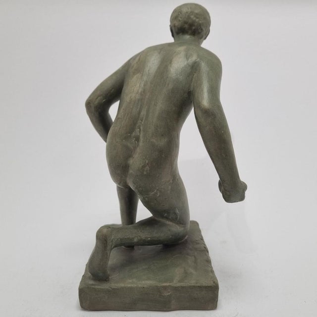 Vintage Terracotta Sculpture Ball Thrower by Róza Pató, 1980s For Sale - Image 6 of 12