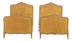 A Pair of French Louis XV Style Painted Twin Beds, C. 1940