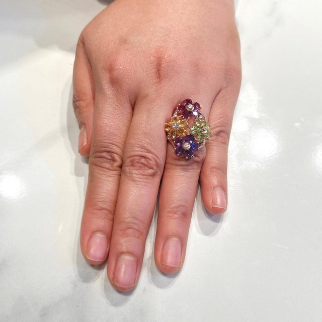 Early 21st Century Bochic "Capri" Amethyst, Citrine & Peridot Ring Set In 18K Gold & Silver For Sale - Image 5 of 18