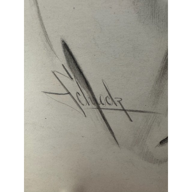 1940s 1940s Original Signed Graphite Illustration of Praying Young Girl, 11 × 8.5 In. For Sale - Image 5 of 6