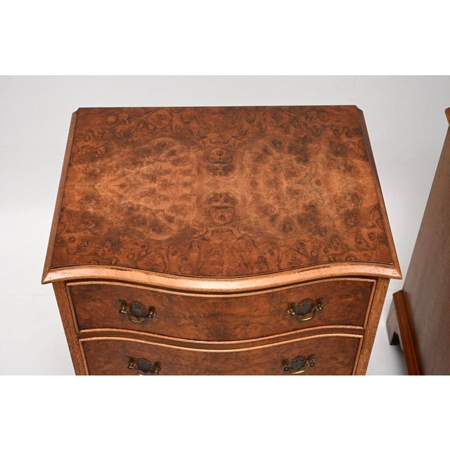 Antique Burr Walnut Bedside Chests, 1930, Set of 2 For Sale - Image 6 of 10