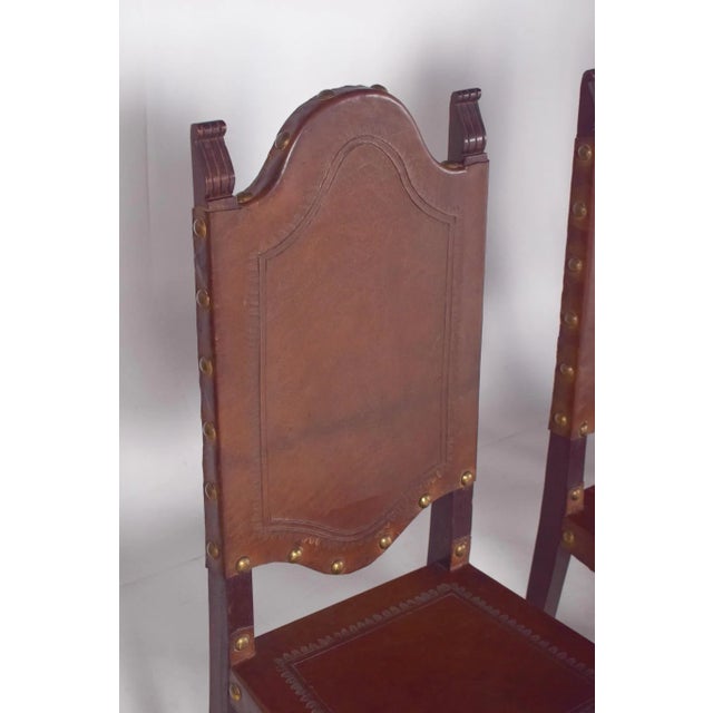 Dining Chairs with Leather Seats and Backs, Set of 5 For Sale - Image 9 of 15