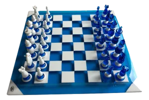 Handmade Italian Murano Art Glass Chess Board, Italian Glass from Simoeng, Venice, Set of 33