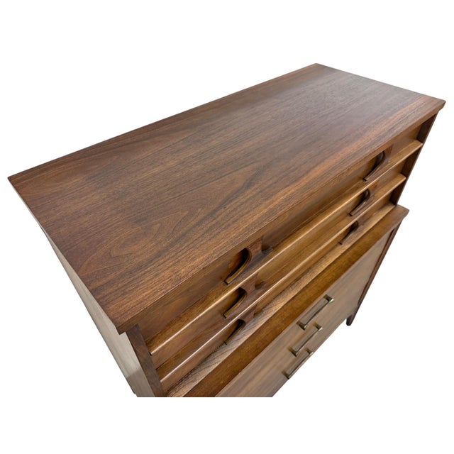 Kent Coffey Mid-Century Modern Kent Coffey Perspecta Walnut High Chest For Sale - Image 4 of 9